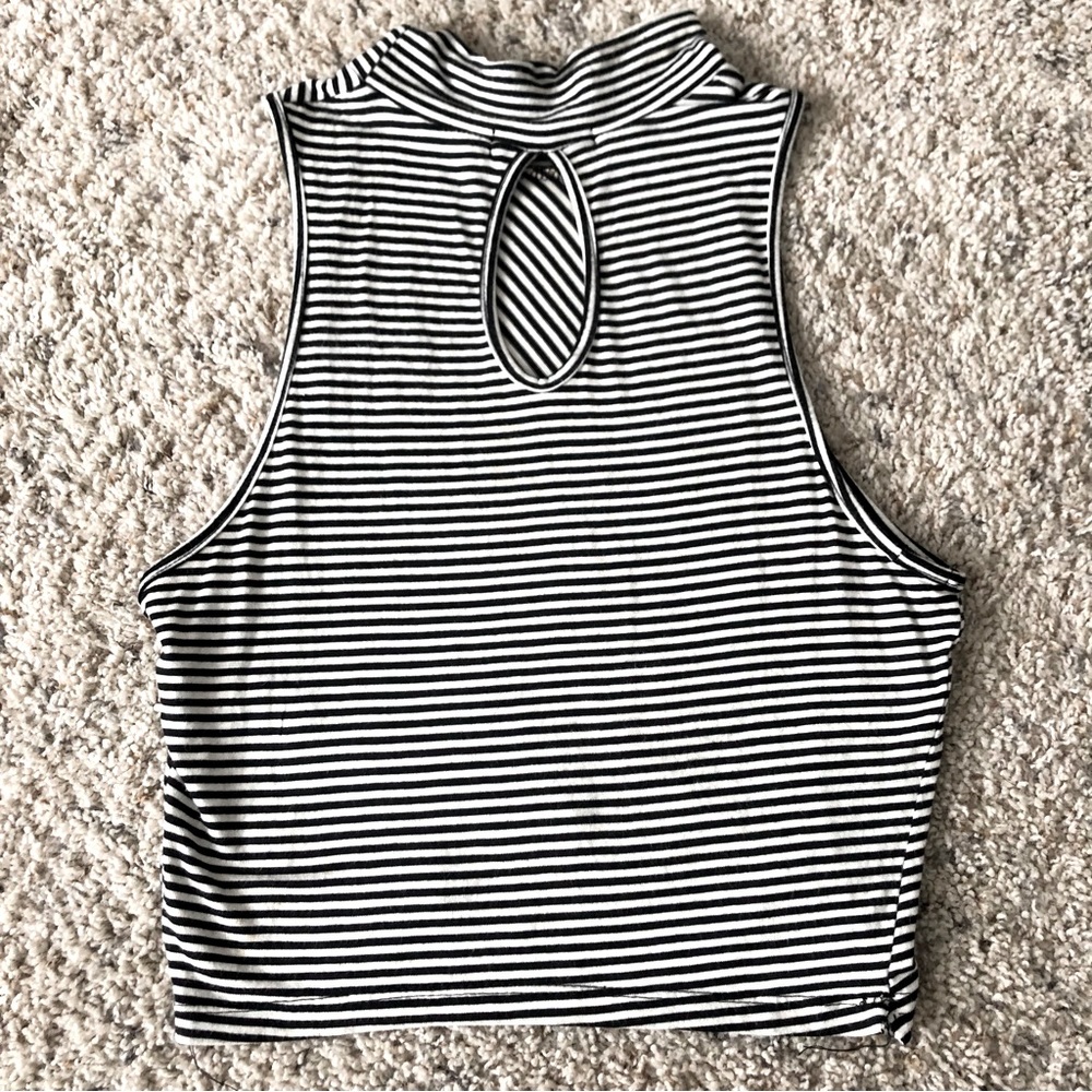 Neck Ribbed Knit Tank Crop Top - Picture 2 of 2